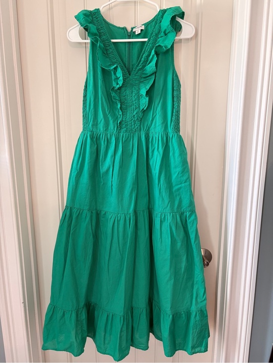 J. Crew Dresses & Skirts - J Crew Ruffle V-Neck Tiered Dress - Green